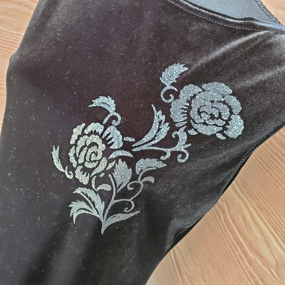 90's Slinky Kathie Lee Collection Velvet Dress w/ Rose Embellishment Size Medium - Picture 4 of 13